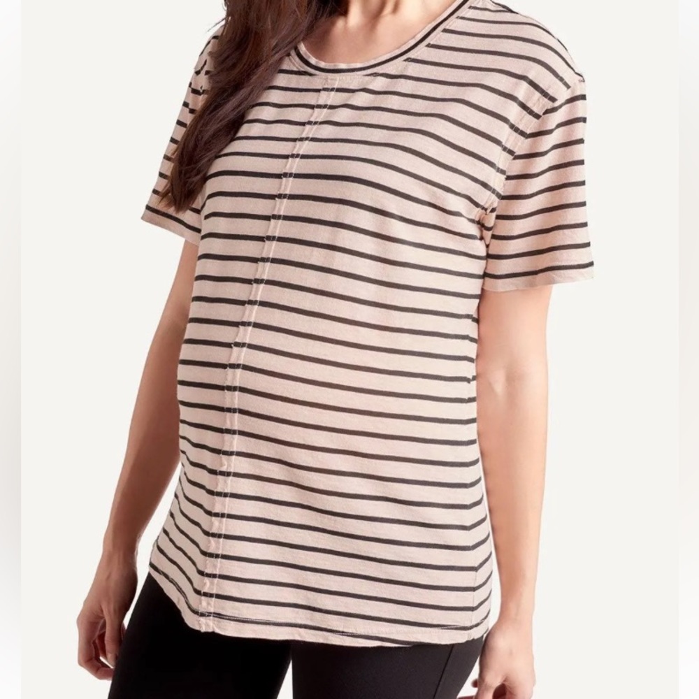 Splendid Split Crew Neck Striped T Shirt Tunic Maternity Top NWT Size Medium